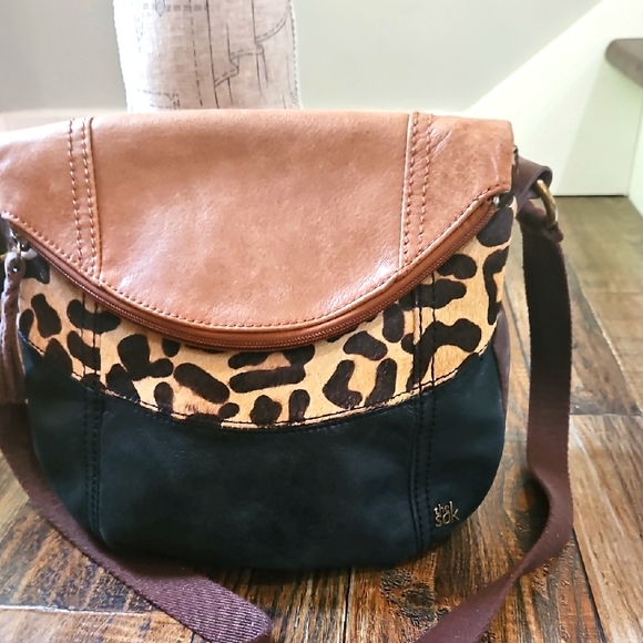 The Sak Handbags - The Sak‎ Stylish Brown and Black Leather & Leopard Print Women's Crossbody Bag.